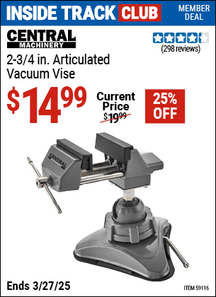 Harbor Freight Coupons, HF Coupons, 20% off - CENTRAL MACHINERY 2-3/4 in. Articulated Vacuum Vise for $14.99