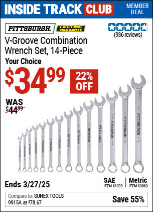 Harbor Freight Coupons, HF Coupons, 20% off - 14 Piece V-groove Fully Polished Combination Wrench Sets