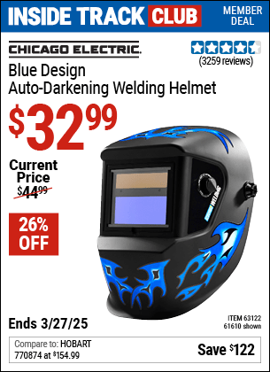Harbor Freight Coupons, HF Coupons, 20% off - Auto-darkening Welding Helmet With Blue Flame Design
