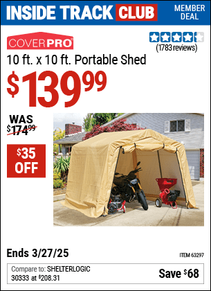 Harbor Freight Coupons, HF Coupons, 20% off - Coverpro 10 Ft. X 10 Ft. Portable Shed