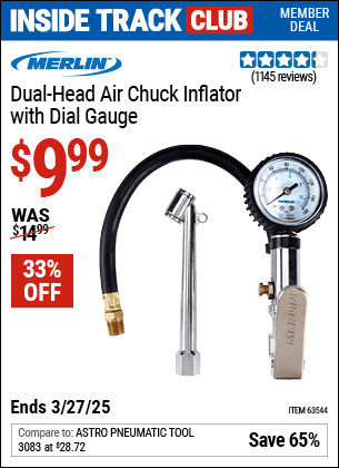 Harbor Freight Coupons, HF Coupons, 20% off - Dual Head Air Chuck Inflator with Dial Gauge