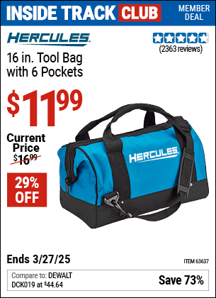 Harbor Freight Coupons, HF Coupons, 20% off - Hercules 16 In. Tool Bag