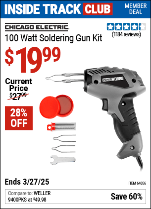 Harbor Freight Coupons, HF Coupons, 20% off - Chicago Electric Welding 100 Watt Soldering Gun Kit