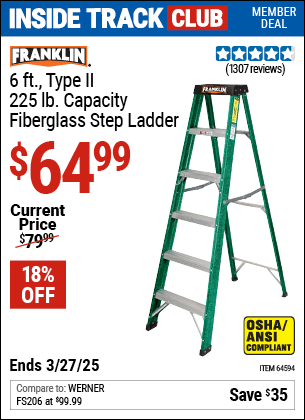Harbor Freight Coupons, HF Coupons, 20% off - 6 Ft. Type Ii Fiberglass Step Ladder