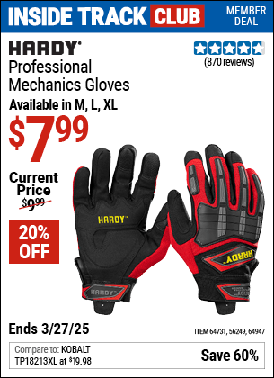 Harbor Freight Coupons, HF Coupons, 20% off - Hardy Professional Mechanic's Gloves