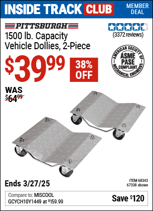 Harbor Freight Coupons, HF Coupons, 20% off - 2 Piece 1500 Lb. Capacity Vehicle Wheel Dollies
