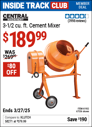 Harbor Freight Coupons, HF Coupons, 20% off - 3-1/2 Cubic Ft. Cement Mixer