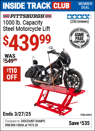 Harbor Freight Coupons, HF Coupons, 20% off - 1000 Lb. Capacity Motorcycle Lift