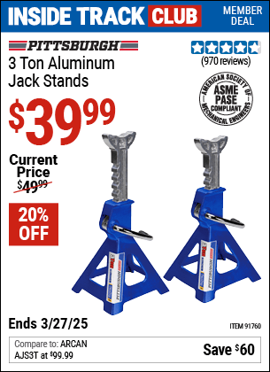 Harbor Freight Coupons, HF Coupons, 20% off - 3 Ton Aluminum Jack Stands