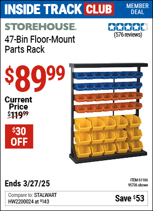 Harbor Freight Coupons, HF Coupons, 20% off - 47 Bin Floor Mount Parts Rack