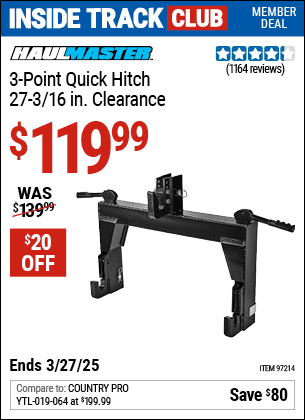 Harbor Freight Coupons, HF Coupons, 20% off - 3-point Quick Hitch