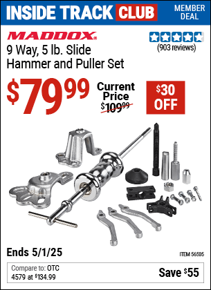 Harbor Freight Coupons, HF Coupons, 20% off - Maddox 9 Way, 5 Lb. Slide Hammer Puller Set
