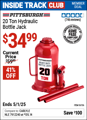 Harbor Freight Coupons, HF Coupons, 20% off - 20 Ton Hydraulic Bottle Jack