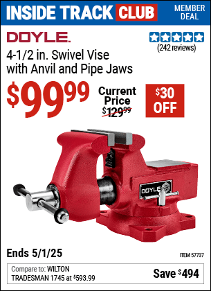 Harbor Freight Coupons, HF Coupons, 20% off - 4 in. Swivel Vise with Anvil  and Pipe Jaws