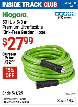 Harbor Freight Coupons, HF Coupons, 20% off - NIAGARA 50 ft. Premium Ultra Flexible Kink Free Garden Hose 