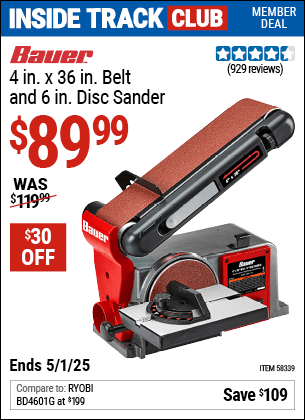 Harbor Freight Coupons, HF Coupons, 20% off - 4 in. x 36 in. Belt and 6 in. Disc Sander