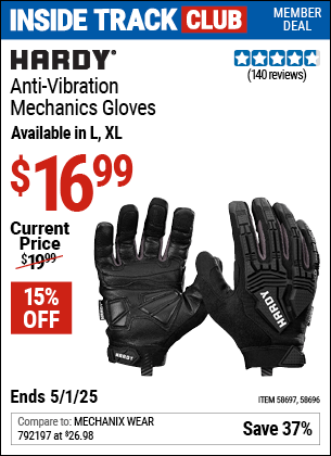 Harbor Freight Coupons, HF Coupons, 20% off - HARDY Anti-Vibration Mechanics Gloves 