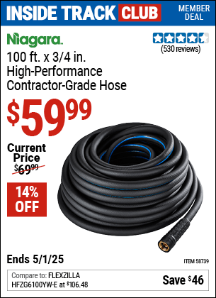 Harbor Freight Coupons, HF Coupons, 20% off - NIAGARA 100 ft. x 3/4 in. High Performance Contractor Grade Hose for $59.99