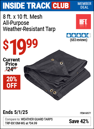 Harbor Freight Coupons, HF Coupons, 20% off - 8 Ft. X 10 Ft. Mesh Weather Resistant Tarp