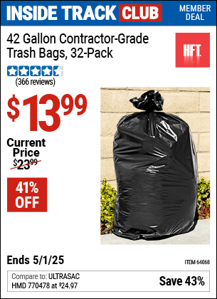 Harbor Freight Coupons, HF Coupons, 20% off - 24 Gallon Contractor Grade Trash Bags Pack Of 32