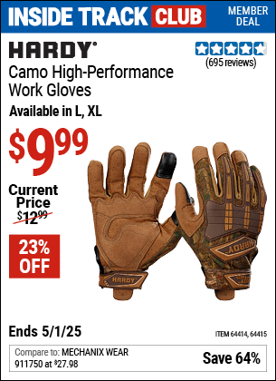 Harbor Freight Coupons, HF Coupons, 20% off - Hardy Camo Touchscreen Performance Work Gloves