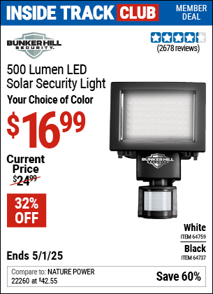 Harbor Freight Coupons, HF Coupons, 20% off - 500 Lumens Led Solar Security Light