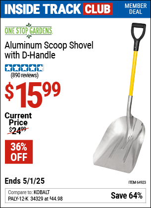 Harbor Freight Coupons, HF Coupons, 20% off - Aluminum Scoop Shovel With D-handle
