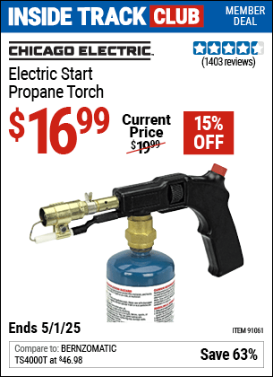 Harbor Freight Coupons, HF Coupons, 20% off - Electric Start Propane Torch