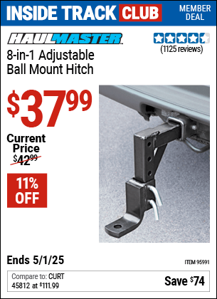 Harbor Freight Coupons, HF Coupons, 20% off - 8-in-1 Adjustable Ball Mount Hitch