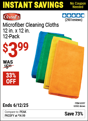 Harbor Freight Coupons, HF Coupons, 20% off - Microfiber Cleaning Cloths Pack Of 12