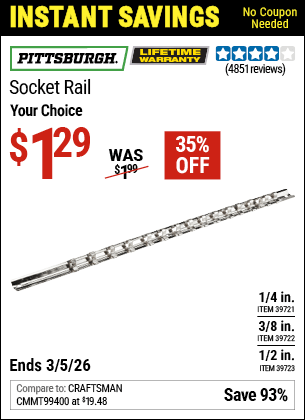 Harbor Freight Coupons, HF Coupons, 20% off - Socket Rails