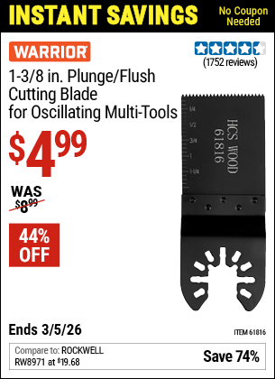 Harbor Freight Coupons, HF Coupons, 20% off - 1-3/8