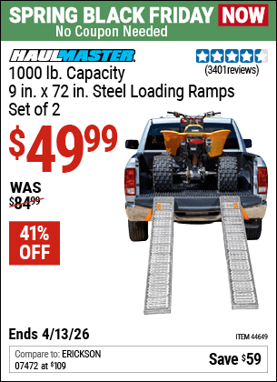 Harbor Freight Coupons, HF Coupons, 20% off - 1000 Lb. Steel Loading Ramps, Set Of Two