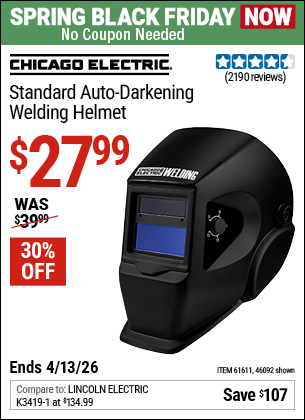 Harbor Freight Coupons, HF Coupons, 20% off - Adjustable Shade Auto-darkening Welding Helmet