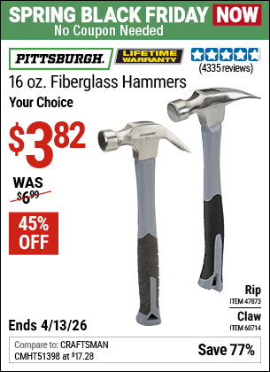 Harbor Freight Coupons, HF Coupons, 20% off - 16 Oz. Fiberglass Handle Hammers