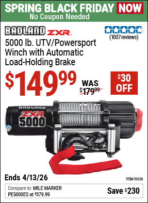 Harbor Freight Coupons, HF Coupons, 20% off - BADLAD ZXR 5000 lb.