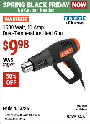 Harbor Freight Coupons, HF Coupons, 20% off - 1500w Dual Temperature Heat Gun