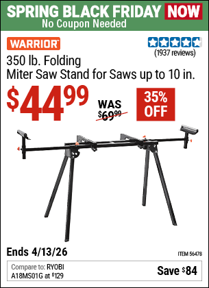Harbor Freight Coupons, HF Coupons, 20% off - Warrior Universal Folding Miter Saw Stand