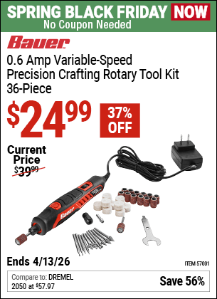 Harbor Freight Coupons, HF Coupons, 20% off - BAUER Variable Speed Precision Crafting Rotary Tool for $24.99