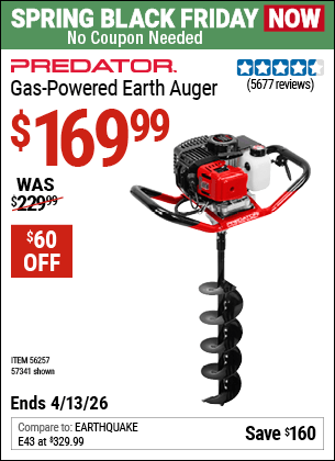 Harbor Freight Coupons, HF Coupons, 20% off - PREDATOR Gas Powered Earth Auger 