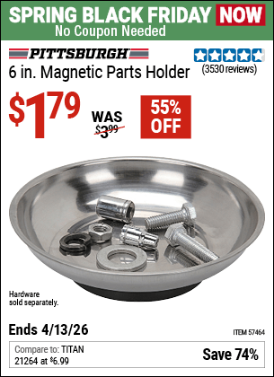 Harbor Freight Coupons, HF Coupons, 20% off - 6 in. Magnetic Parts Holder