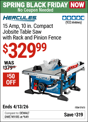 Harbor Freight Coupons, HF Coupons, 20% off - HERCULES 10 in. for $349.99