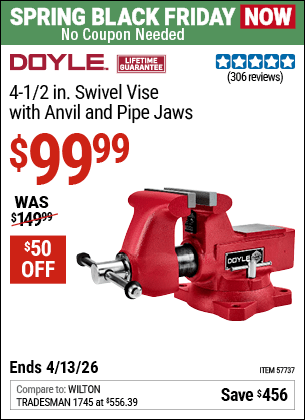 Harbor Freight Coupons, HF Coupons, 20% off - 4 in. Swivel Vise with Anvil  and Pipe Jaws