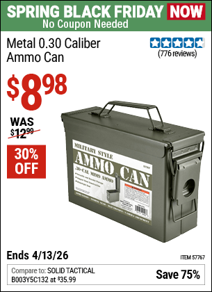 Harbor Freight Coupons, HF Coupons, 20% off - Metal 0.30 Caliber Ammo Can