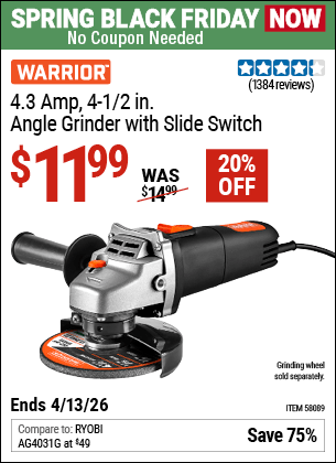 Harbor Freight Coupons, HF Coupons, 20% off - WARRIOR 4.3 Amp 