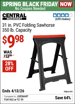 Harbor Freight Coupons, HF Coupons, 20% off - 350 Lb. Capacity Folding Sawhorse