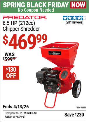Harbor Freight Coupons, HF Coupons, 20% off - Chipper/shredder With 6.5 Hp Gas Engine (212 Cc)