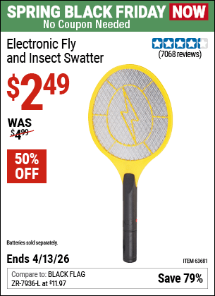 Harbor Freight Coupons, HF Coupons, 20% off - Electronic Fly & Insect Swatter for $2.99