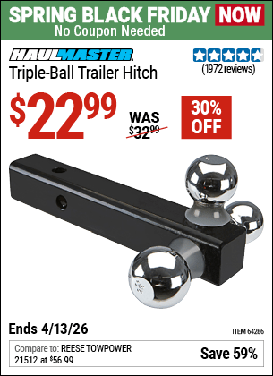 Harbor Freight Coupons, HF Coupons, 20% off - Haul Master Triple Ball Hitch