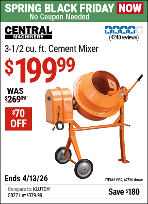 Harbor Freight Coupons, HF Coupons, 20% off - 3-1/2 Cubic Ft. Cement Mixer